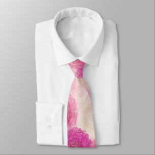 Pink Abstract Floral Lace Circle Pattern Tie