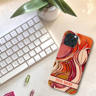 Pink Abstract Floral Red Customised Modern iPhone 13 Pro Max Case