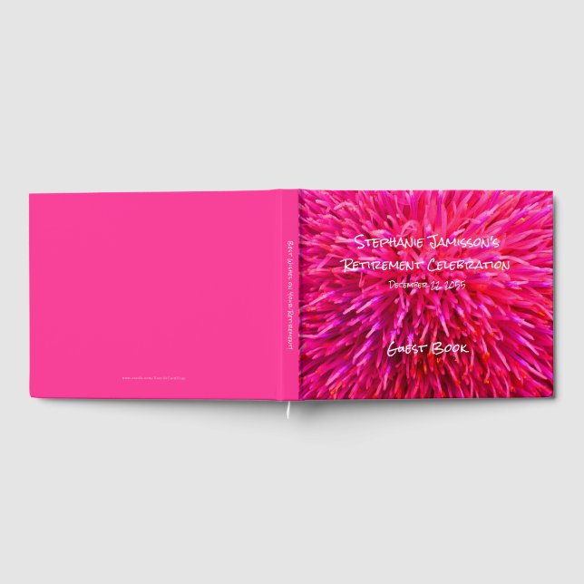 Pink Abstract Floral Retirement Party Memory Guest Book (Full)