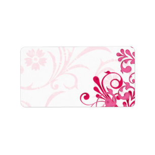 Pink Abstract Floral Wedding Blank Address Label