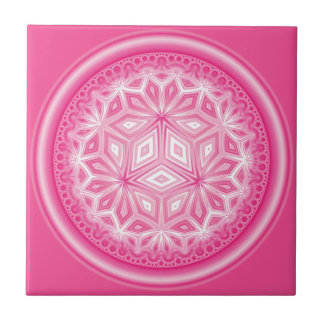 Pink Abstract Flower Ceramic Tile 4.25 Inch