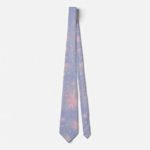 Pink Abstract Flowers on Blue Neck Tie