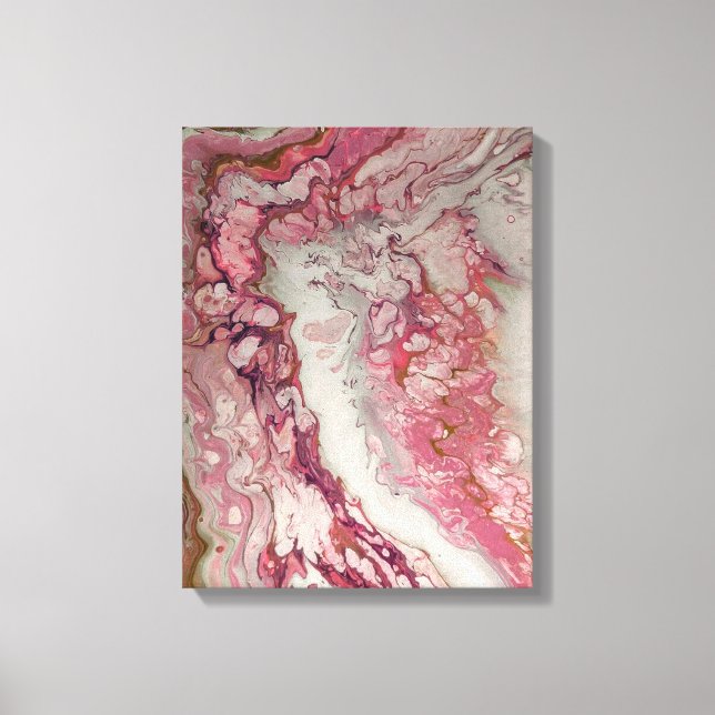 Pink Abstract Fluid Marble Stone Print Canvas (Front)