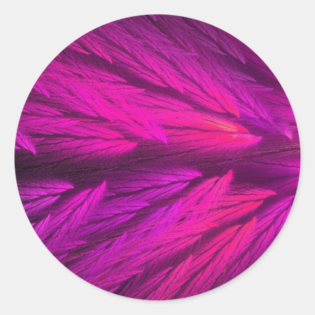 Pink Abstract Fractal Round Sticker (Front)