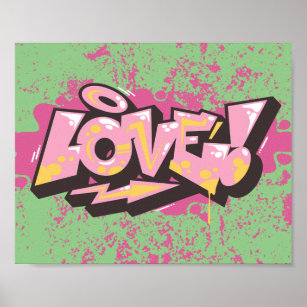 Pink Abstract Graffiti LOVE Poster