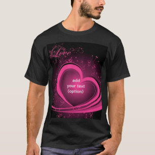 Pink Abstract Heart Basic Dark T Shirt