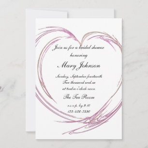 Pink Abstract Heart Bridal Shower Invitation