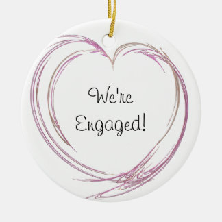 Pink Abstract Heart Engagement Ceramic Tree Decoration