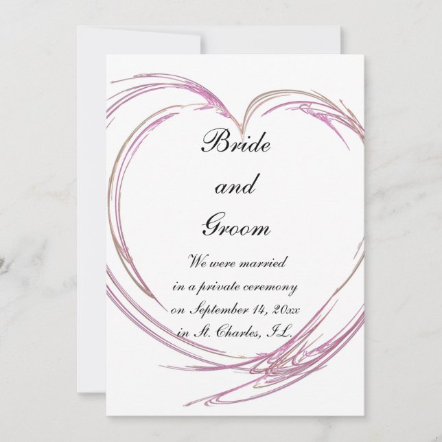 Pink Abstract Heart Marriage Announcement (Front)