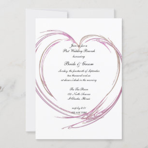 Pink Abstract Heart Post Wedding Brunch Invitation