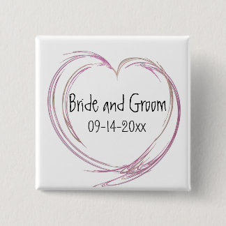 Pink Abstract Heart Wedding 15 Cm Square Badge