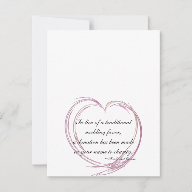 Pink Abstract Heart Wedding Charity Favour Cards (Front)