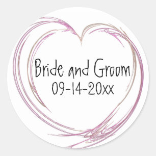 Pink Abstract Heart Wedding Envelope Seal
