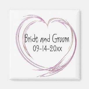 Pink Abstract Heart Wedding Magnet