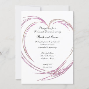 Pink Abstract Heart Wedding Rehearsal Dinner Invitation