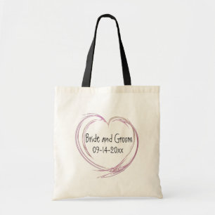 Pink Abstract Heart Wedding Tote Bag