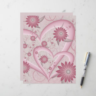 Pink Abstract Hearts & Flowers Love Fractal Art