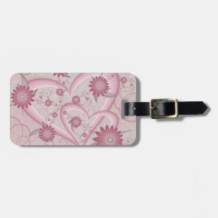 Pink Abstract Hearts & Flowers Love Fractal Art Luggage Tag