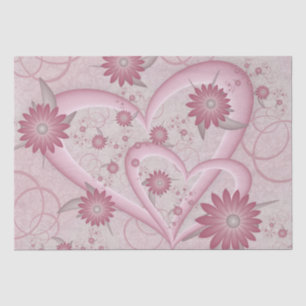 Pink Abstract Hearts & Flowers Love Fractal Art Tissue Paper