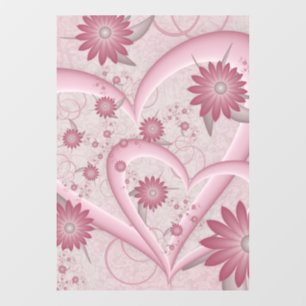 Pink Abstract Hearts & Flowers Love Fractal Art Window Cling
