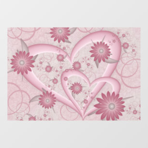 Pink Abstract Hearts & Flowers Love Fractal Art Window Cling