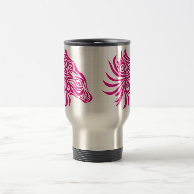 Pink Abstract Horse Head Travel Mug (Center)
