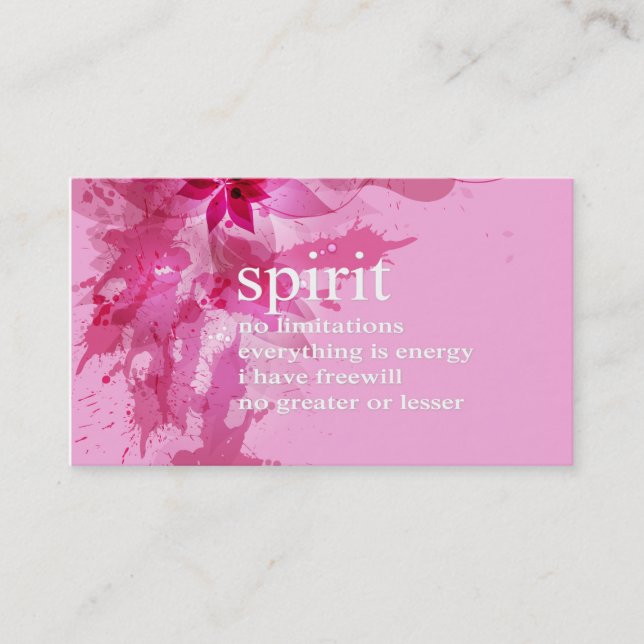 Pink Abstract Inspirational Spiritual Quote Business Card (Front)