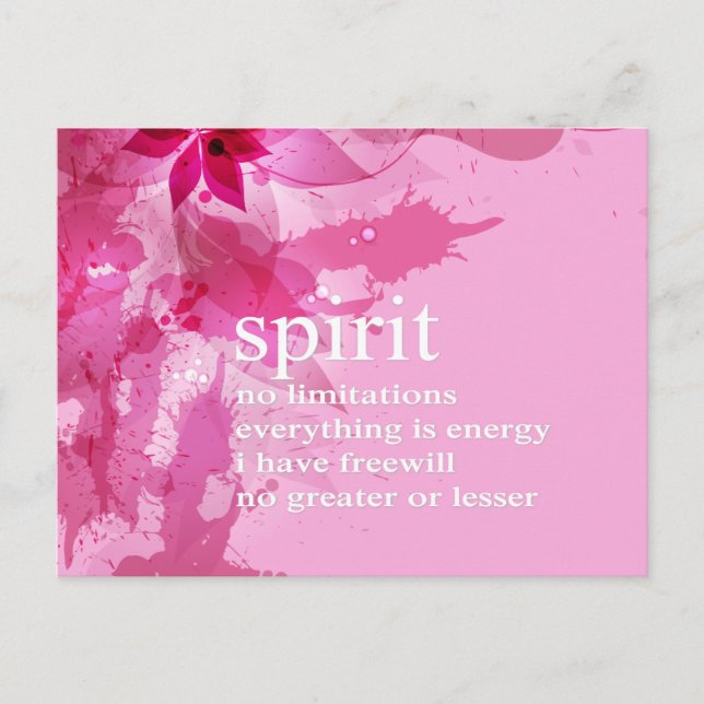 Pink Abstract Inspirational Spiritual Quote Postcard (Front)