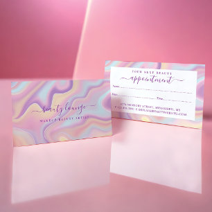 Pink Abstract Iridescent Holographic Beauty Artist Appointment Card