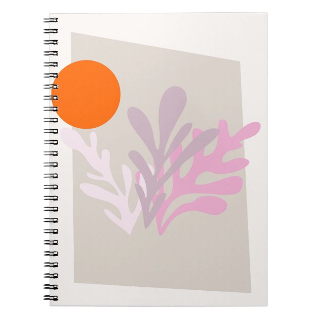 Pink Abstract Leaves with Sun Notebook (Front)