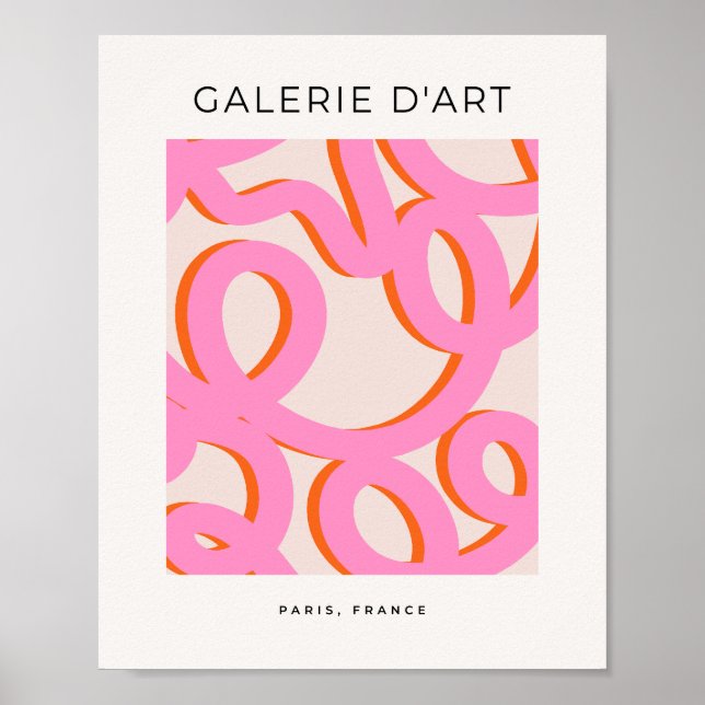 Pink Abstract Line Brush Strokes Poster (Front)
