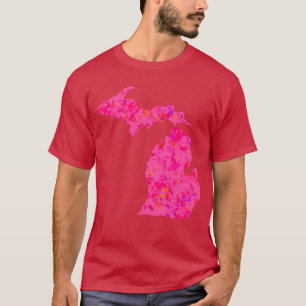 Pink abstract Michigan Silhouette T-Shirt