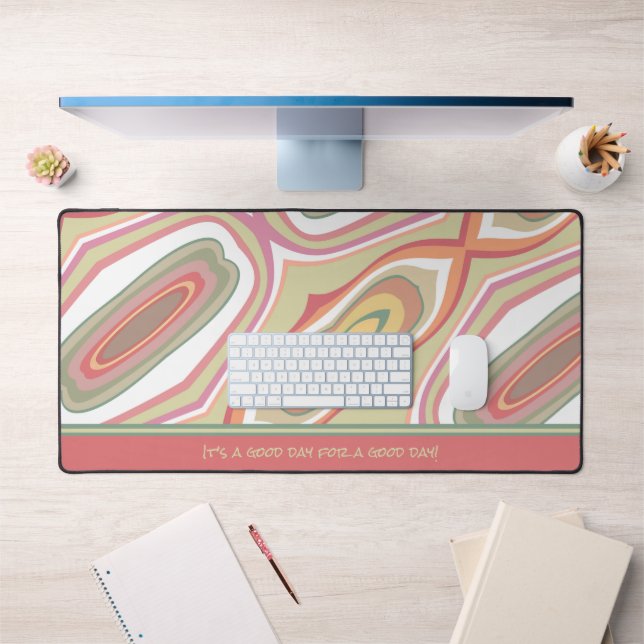 Pink Abstract Modern Colourful Boho Name Quote Desk Mat (Office 1)