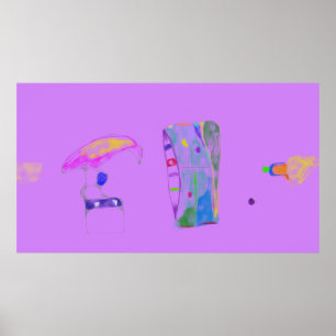 Pink Abstract Objects Drawing  Poster