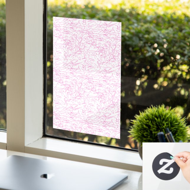 Pink Abstract Office File Folder Set Window Cling (Office)