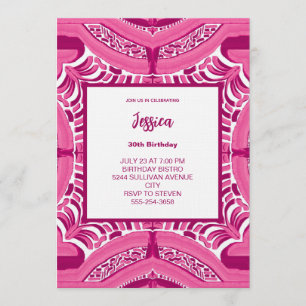 Pink Abstract Pattern Birthday Invitation