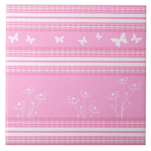 Pink abstract pattern Ceramic Tile