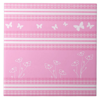 Pink abstract pattern Ceramic Tile