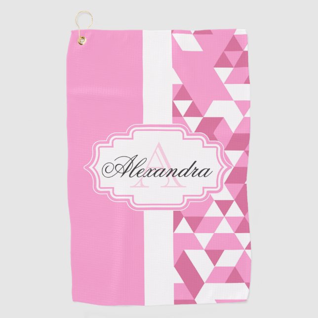 Pink Abstract Pattern Golf Towel (Front)