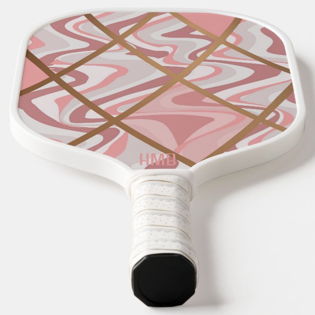 Pink Abstract Pattern Personalised Pickleball Paddle (Laydown)