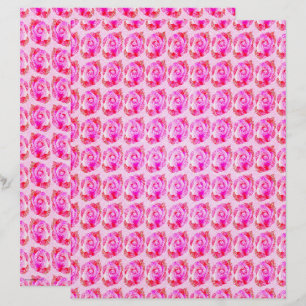 Pink Abstract Roses Scrapbook Paper 2-Sided Page
