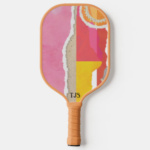 pink abstract scenery pickleball design paddle