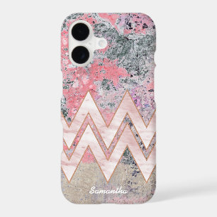 Pink Abstract Texture with Chevrons and Name