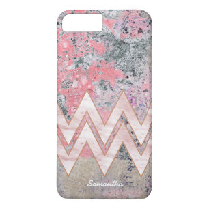 Pink Abstract Texture with Chevrons and Name iPhone 8 Plus/7 Plus Case