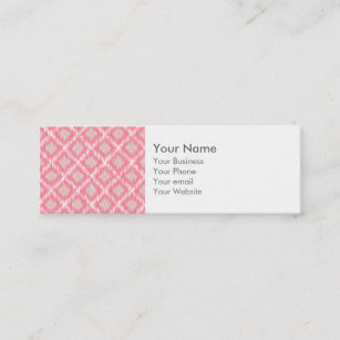 Pink Abstract Tribal Ikat Chevron Diamond Pattern Mini Business Card