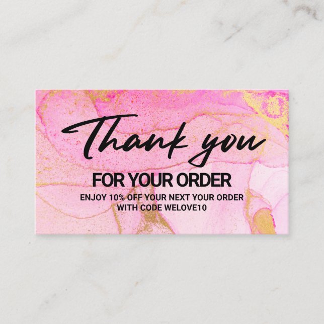 Pink Abstract Watercolor Business Card (Front)