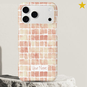 Pink Abstract Watercolor Chequered Custom Name