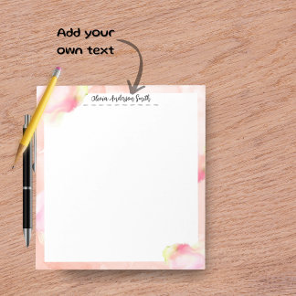 Pink Abstract Watercolor Custom Notepad