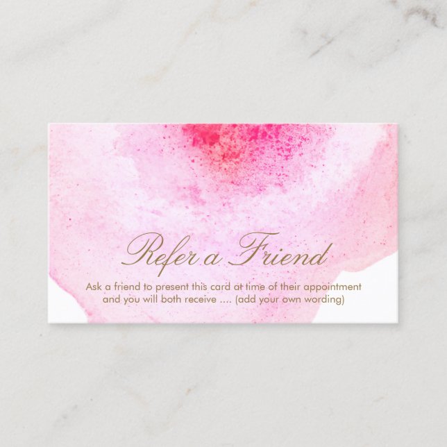 Pink Abstract Watercolor Customer Referral (Front)