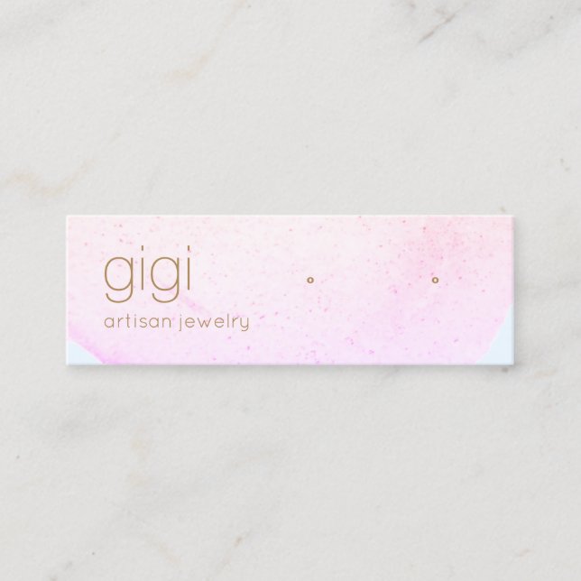 Pink Abstract Watercolor Stud Earring   Mini Business Card (Front)